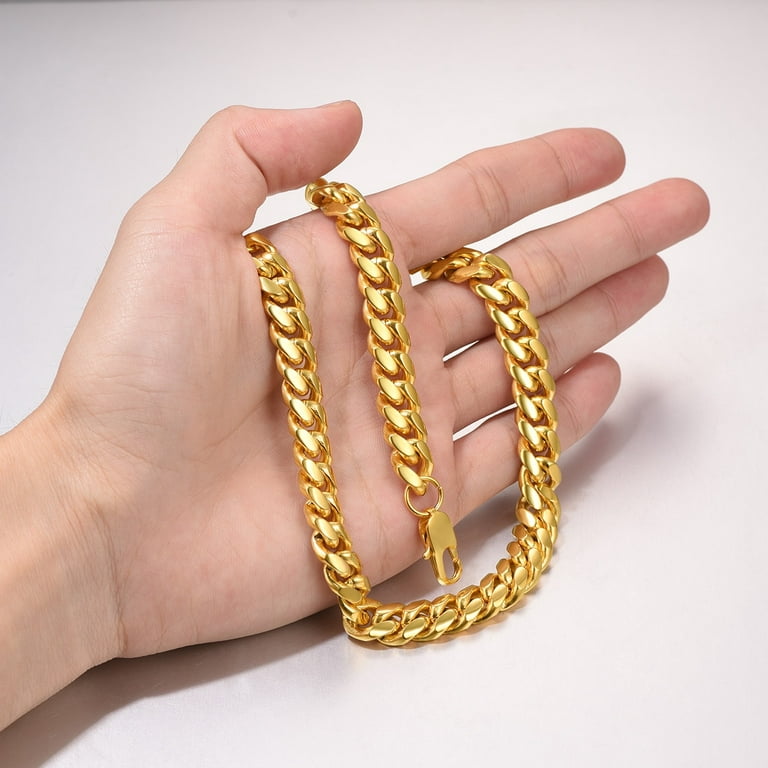 Gold Chain, 24 Gold Necklace, Fake Gold Chain for Men, Feel Real Solid 18k  Gold Plated Fake Chain Necklace 24 Inch 10MM