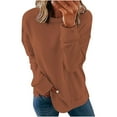 thumbnail image 2 of BLTIBY Sweatshirts for Women Autumn Long Sleeve Round Neck Solid Color Pullover Shirts Tops Fashion Casual Loose Soft 2024 Orange 3XL, 2 of 6