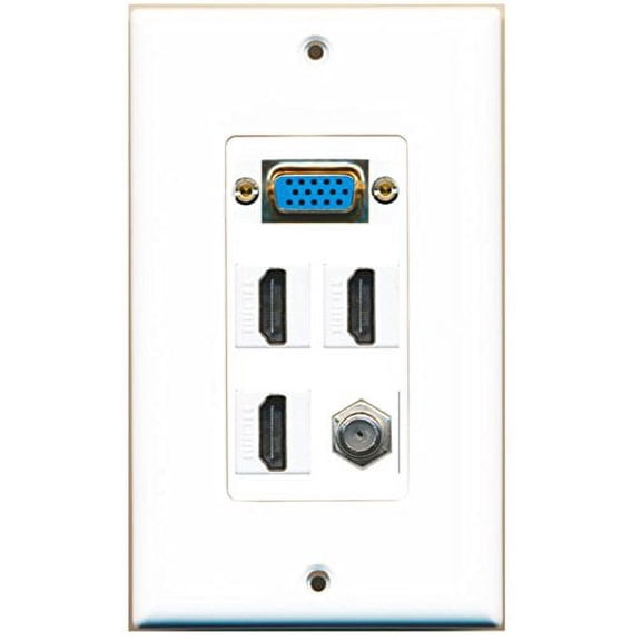RiteAV (1 Gang Decorative Svga 3 HDMI Coax Wall Plate White