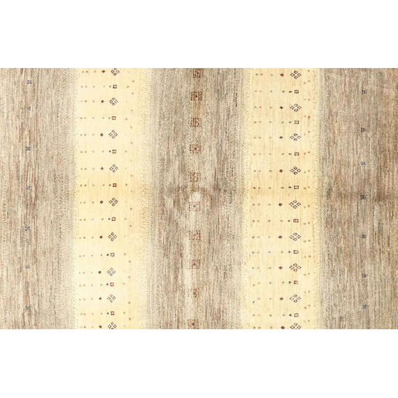 Ahgly Company Machine Washable Indoor Rectangle Contemporary Khaki Gold Area Rugs, 6' x 9'
