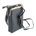 thumbnail image 4 of Monedero con cremallera y hebilla de hardware para teléfono móvil, bolso bandolera de piel sintética a la moda para mujer, para tarjetas, color negro, talla única, 4 of 14