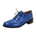 thumbnail image 7 of Oxford Shoes for Women Lace up Wingtip Vintage Pattern Leather Low Heel Pumps Shoes Business Work Casual Dress Shoes Blue Size 7.5, 7 of 7