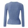 thumbnail image 4 of Baqcunre Long Sleeve T Shirt Women's Autumn And Winter Solid Color Knit Shirt Round Neck Stripe Slim Fitting Long Sleeved Top Warm And Layered Sweater Crop Tops Womens Tops Blue M, 4 of 6
