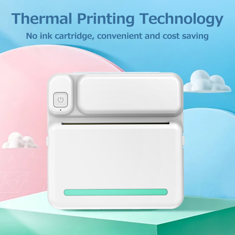 MIXFEER Portable Pocket-size Thermal Printer Wireless BT Printer Simple Operation Support Photo Notes Errors Text Memo Printing Green