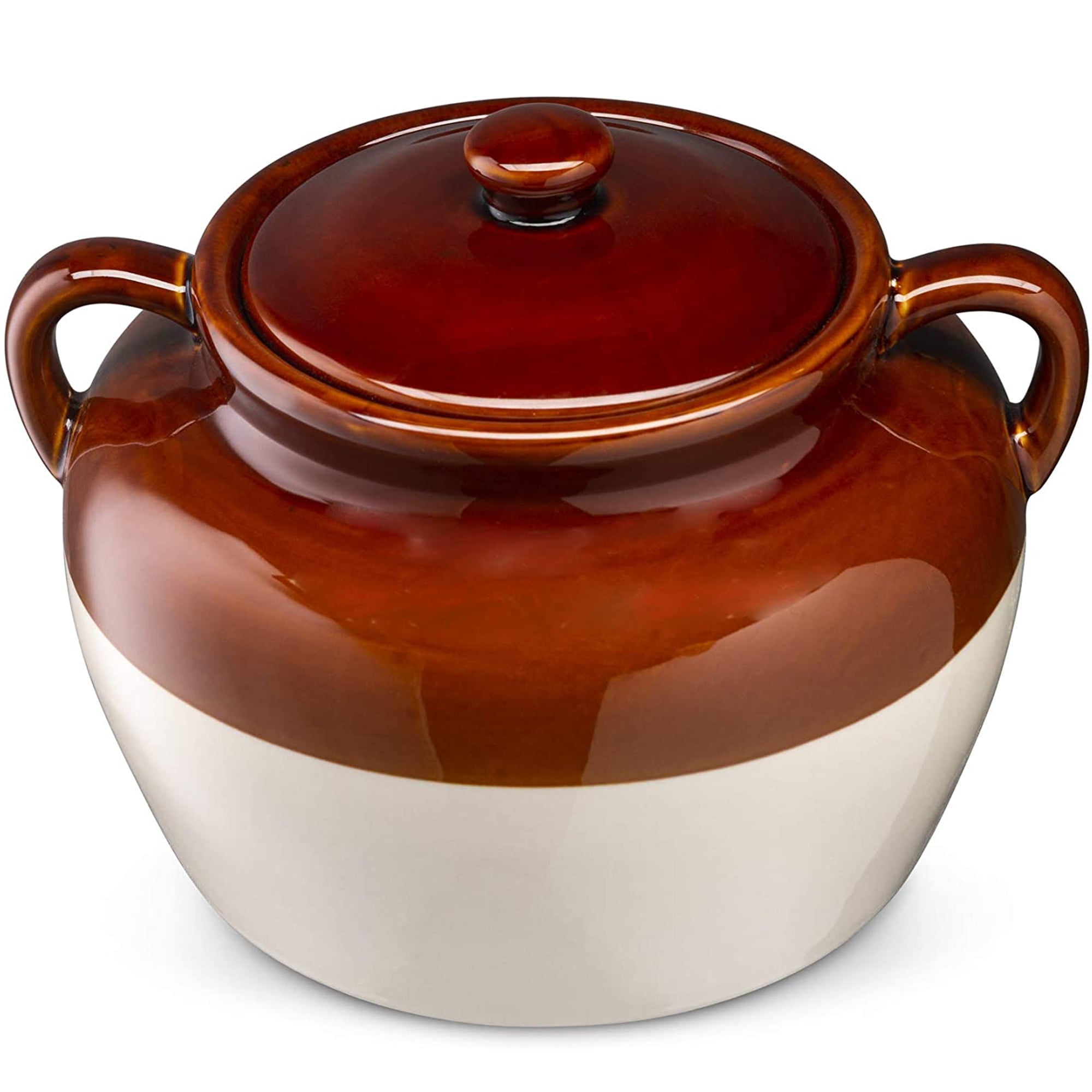 Kook 5.5-Qt Stoneware Bean Pot with Lid Large Pot for Cooking Boston Baked  Beans 