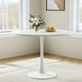 thumbnail image 7 of Round Dining Table Set for 4, 31.5" White All-Metal Tulip Pedestal Table with 4 Blue Velvet Upholstered Chairs for Dining Room, Coffee, Small Spaces, Apartment, White, 7 of 7