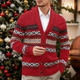 thumbnail image 2 of FYDUU Mens Cable Knit Cardigan Men's Autumn Winter Christmas Style Color Blocked Long Sleeved Hoodless Casual Sweater Jacket Knitted Sweater for Men, 2 of 4