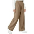 thumbnail image 5 of Delliss Girls Loose Sweatpants Elastic Waist Straight Wide Leg Sports Pants With Pocket Khaki 9 Years, 5 of 9