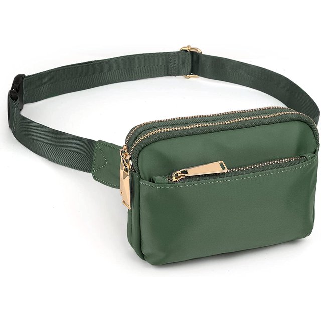 Riñonera para Mujer Riñonera Riñonera Resistente al Agua Ligera Moda Pecho Bolsas con 3 Bolsillos con Cremallera para Viajes Correr Senderismo Ciclismo CA0 Nylon Verde esquí esquí Gafas de esquí