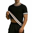 thumbnail image 5 of Ringer Tee Men Summer Fashion Ribbed Knit Crew Neck Short Sleeve Mens T-Shirts Casual Tops, 5 of 8