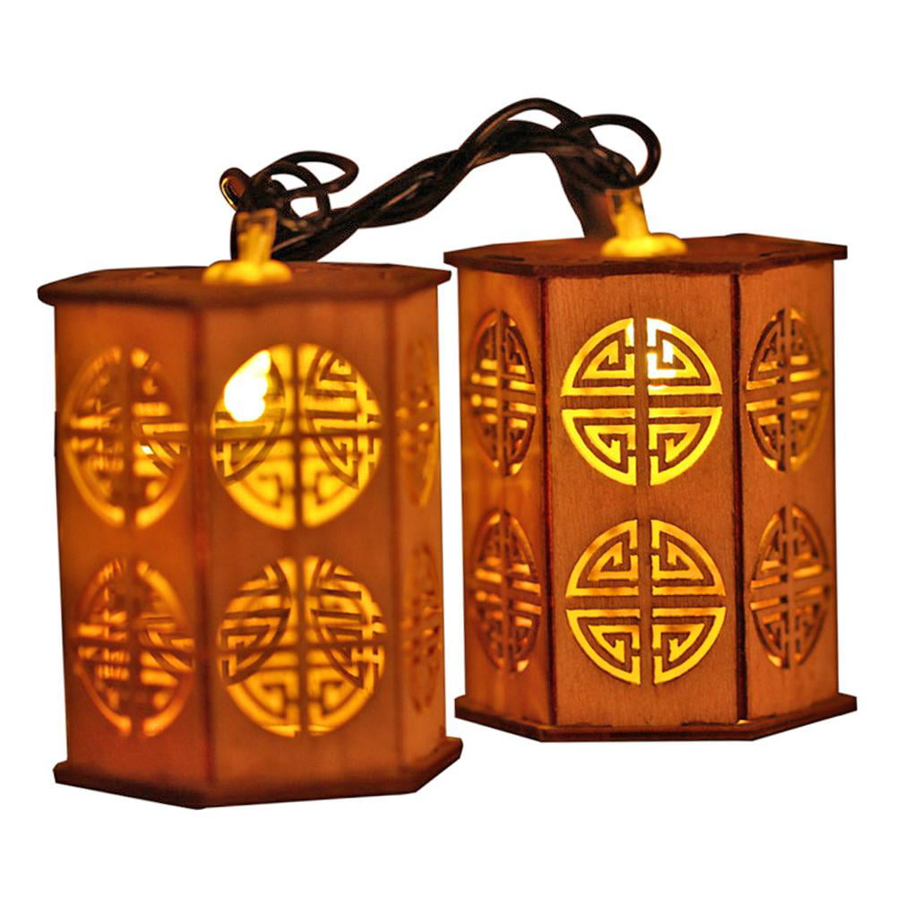 LED Chinese Style Wooden Lantern String Lights for Christmas New Year Party