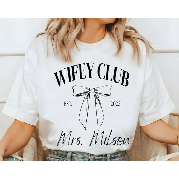 MiyazakiLy Custom Wifey T-shirt, Fiance Shirt, New Wife Gift, Wifey Shirt, Engagement Gift, Engagement Announcement, Personalized Bride Shirt