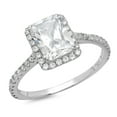 thumbnail image 4 of 1.86 ct Emerald Cut Genuine Cultured Diamond VS1-VS2 I-J 14K White Gold Halo Promise Wedding Statement Engagement Designer Ring size 7.5, 4 of 5