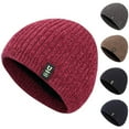 thumbnail image 3 of Ribbed Letter Logo Thickened Fleece Lining Beanie Hat Men Winter Solid Color Riding Knitted Hat Costume Accessories, 3 of 10