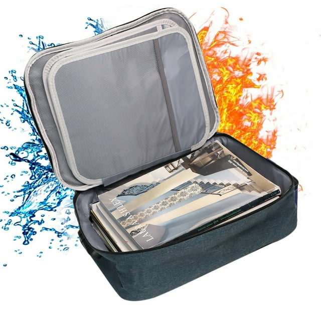Home Textile Products Document Bag With Lock Fireproof 3 Layer File Storage Case With Water Zipper Document Portable Travel Home Organizer Bag For Laptop Files Certificates Gifts