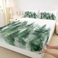 thumbnail image 3 of Manfei Teens Smoky Jungle 4 Pieces Queen Sheet Sets,Green White Ultra Soft Flat Sheet,Botanical Plants Queen Fitted Sheet,Microfiber Bedroom Decor, 3 of 7