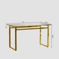 thumbnail image 4 of Tcbosik Modern Dining Table, Rectangular Kitchen Table with Tempered Glass Top and Golden Metal Legs for Living Room, 4 of 9