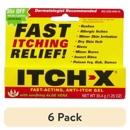 (6 pack) Itch-X Anti-Itch Gel Itch Relief 1.25 Oz Each