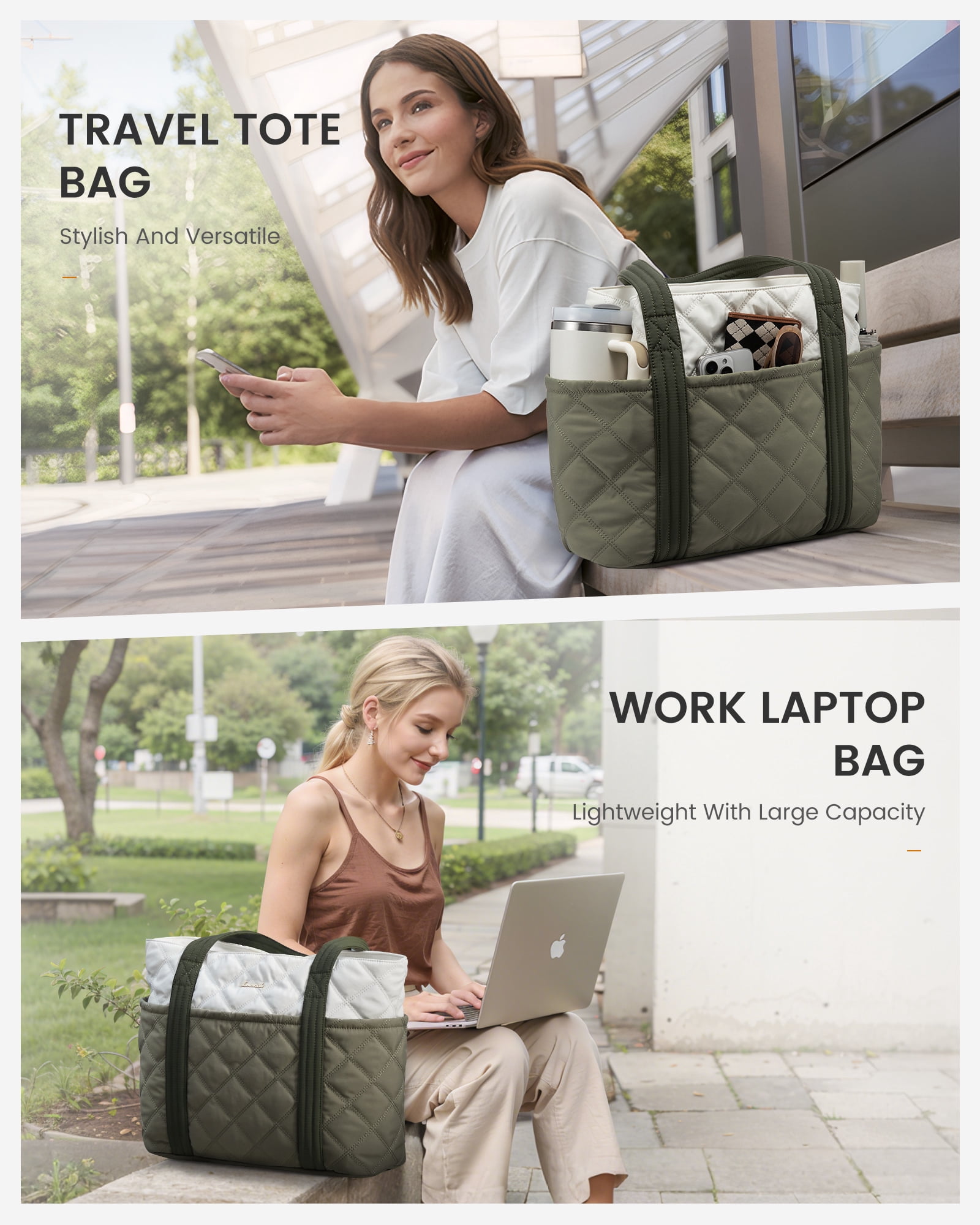 LOVEVOOK Puffer Laptop Tote Bag, Large Work Travel Laptop Bag for for Women, 15.6 Inch Large Computer Briefcase for Teacher Nurse Casual Shoulder Bag, Lightweight Soft Handbags