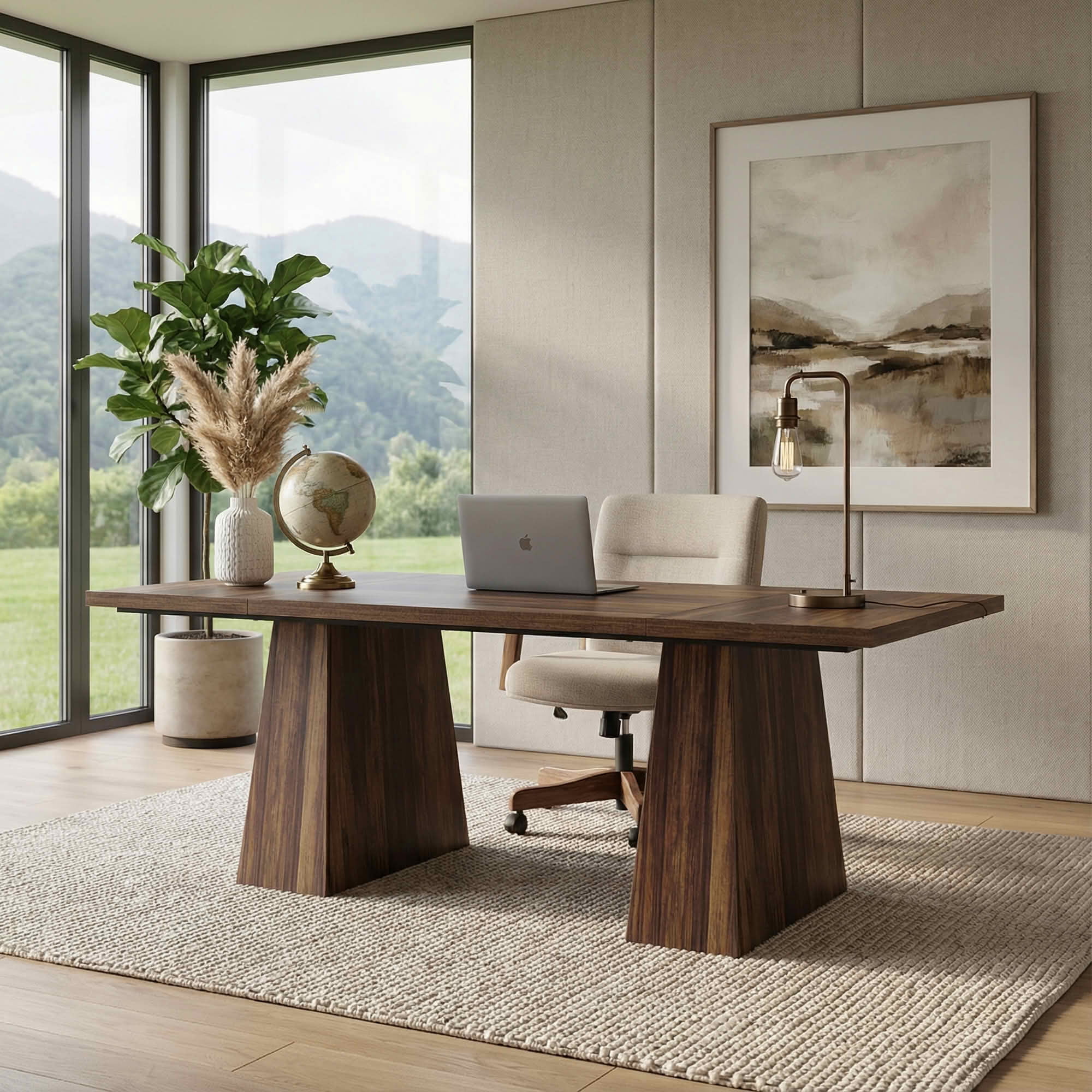 MAYEERTY 63 Inch Farmhouse Dining Table, Rectangular Wood Kitchen Table for 6 People with Tapered Legs