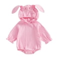 thumbnail image 4 of Ruyang New Born Baby Easter Outfit Toddler Girl Bunny Graphic Rabbit Ears Long Sleeve Hooded Romper One Piece Sweatshirt Jumpsuit, 4 of 4