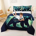 thumbnail image 3 of Castle Fairy Aurora Exposure Cabin Bear King Size Comforter Sets 3pcs for Teens,Pine Mountain Star Comforters King Size,Teal Dark Green,Navy Blue Reversible,1 Comforter and 2 Pillowcases, 3 of 6