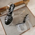 thumbnail image 6 of Ladies Stiletto Shoes Crystal Transparent Cross Strap Sexy Fashion Sandals 18cm Heel 8cm Platform WZ, 6 of 13