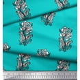 thumbnail image 2 of Soimoi Velvet Fabric Leaves & Floral Block Printed Fabric 1 Yard 58 Inch Wide, 2 of 3