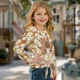 thumbnail image 2 of Garronmavis Capybara Girls Long Sleeve T-Shirts Size 11-12 Versatile Daisy Tie Hem Front Clothing Tops Stylish Kids Basic Soft Long Sleeve Tees Top Fashion Crewneck Pullover Blouse, 2 of 7