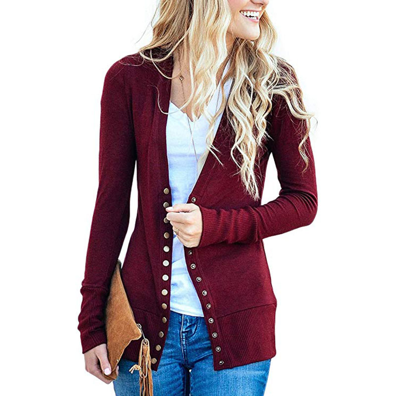 V-Neck Button Down Knitwear Long Sleeve 