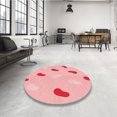 thumbnail image 4 of Ahgly Tapis Rond Lavable en Machine Intérieur Transitionnel Rouge, 5 Pieds Rond, 4 of 7