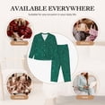 thumbnail image 7 of Salouo Teal Marble Pattern Women's Pajamas Set Long Sleeve Button Down Sleepwear Soft Pj Lounge Sets for women 2 Piece Pjs Set with Long Pants-Large, 7 of 7