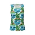 thumbnail image 4 of Xecao Hawaii Palms print women's scoop neck, loose-fit workout tank tops for the gym., 4 of 9