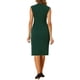 thumbnail image 3 of Vestido de tubo sin mangas de cuello en V para mujeres Inspire Chic, vestido lápiz con cinturón, color verde oscuro, talla L, 3 of 6