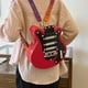 thumbnail image 4 of Guitar Shape Backpack | PU Leather Sling Daypack | Crossbody Shoulder Bag | Rhinestone Rivets | Gradient Strap | Musical Style | Large Zipper Pockets | 31x28x8cm | Red Green Brown, 4 of 6
