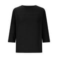 thumbnail image 4 of Jewelreauty Elbow Length Tops for Women Casual Crewneck Basic Tee Shirts Summer Loose Going Out Blouses (XL, Black), 4 of 7