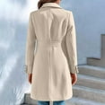 thumbnail image 3 of Mid-Long Pea Coats for Women Winter Lapel Single Breasted Wool Coats Elegant Blazer Jacket with Pockets, 3 of 6