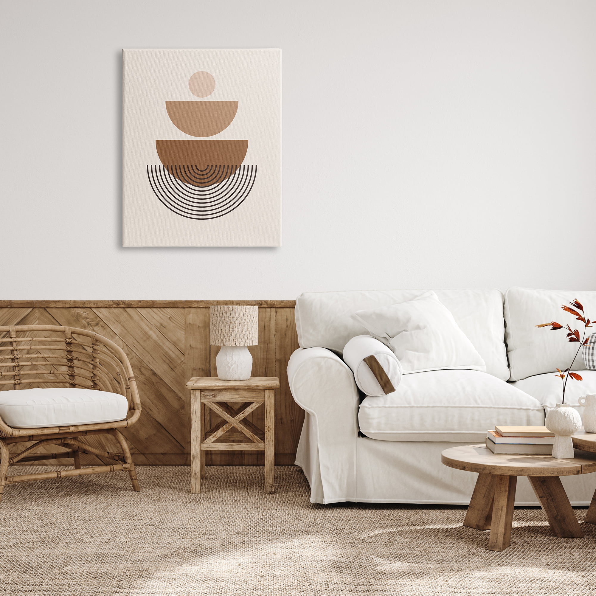 Stupell Industries Brown Shapes on Beige Abstract Painting Gallery Wrapped Canvas Print Wall Art, 30 x 40