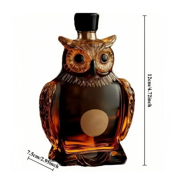 Dpityserensio 4.2Ooz Owl Whiskey Bottle High Borosilicate Glass Wine Bottle Whiskey Bottle