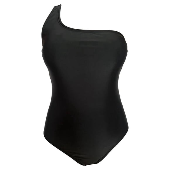 Traje de Baño Ocean Pacific para Mujer Completo con Un Tirante en Hombro, Escote Redondo Negro Talla CH