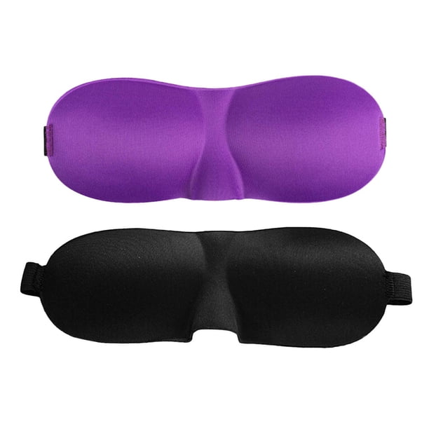 2 antifaces para dormir ligeros, cómodos y superajustables, con contorno 3D, para dormir, viajar, trabajar o siestas (morado y negro).