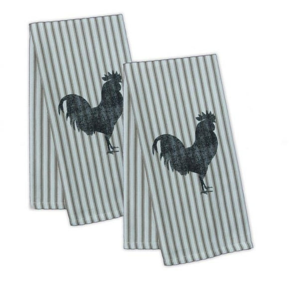 18 x 26 in. Farmhouse Rooster Tea Towel&#44; Tan - Set of 2