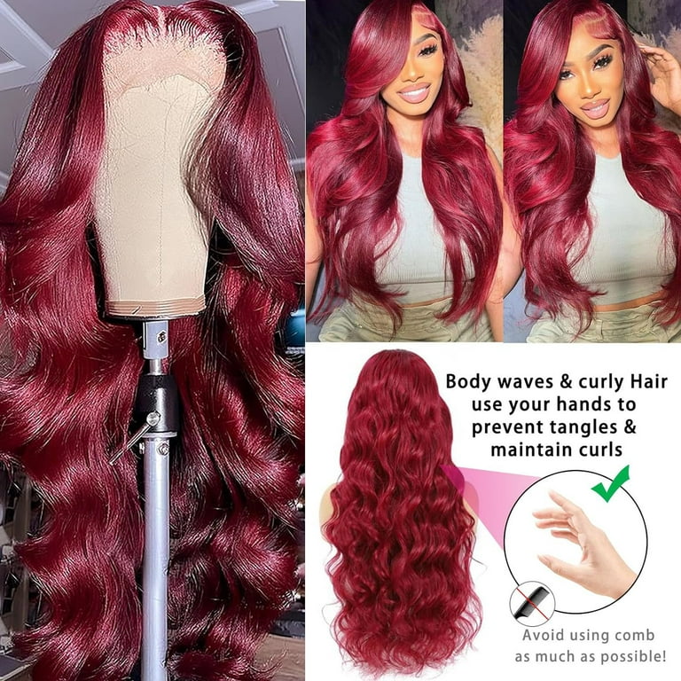 28 Inch Wine Red Body Wave Heat Resistant Synthetic Fiber  display picture 3