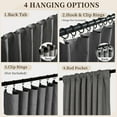 thumbnail image 3 of 100% Blackout Curtains 2 Panels Set, 52" Back Tab/Rod Pocket with Machine Washable Linen Textured Blackout Drape for Bedroom, Curtains,Dark Grey, 3 of 6