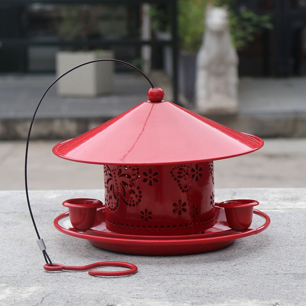 BQBQERT Outdoor Bird Feeder Red Hummingbird Feeders with 3 Water Cups Easy Garden Yard Red Lantern-shape Ornaments