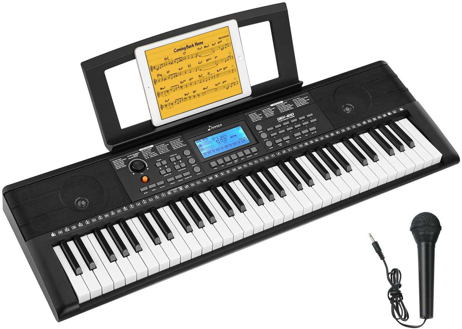 Full Size Portable Electronic Keyboard Piano 61Key W/ Microphone For Kids/Adult 