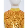 thumbnail image 6 of Doomiva Girls Lyrical Praise Dance Dress Sparky Sequin Sleeveless Asymmetrical Liturgical Worship Tunic Overlay Gold 8, 6 of 7