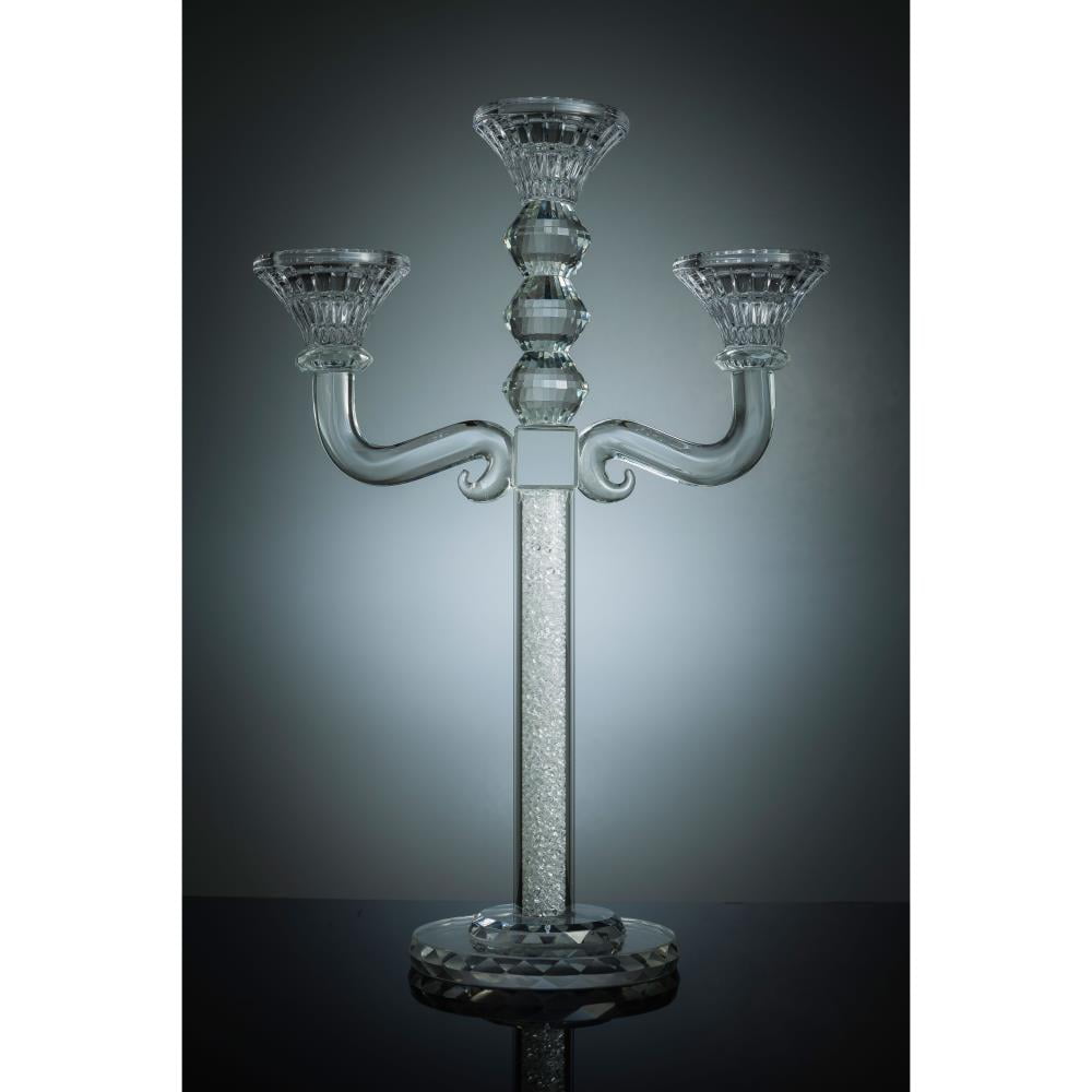 Matashi Crystal Candelabra Candlestick Holder Elegant Glass Table Top