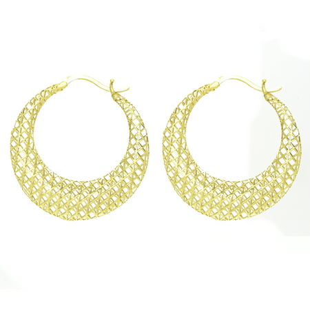 American Designs 10kt Solid Yellow Gold Hoop 3 Dimensional (3D) Earrings