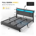 thumbnail image 6 of EnHomee King Bed Frame with Storage Shelf Upholstered Platform Bed Frame with LED Lights Metal Bed Frame with Charge Station, Gray, 6 of 8